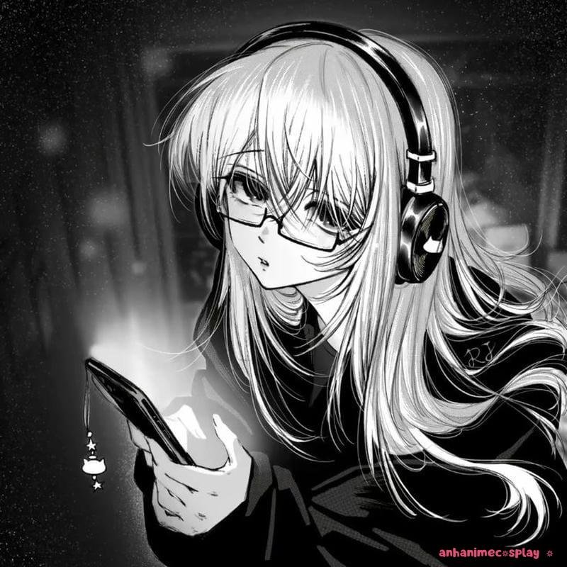 ảnh anime nữ trắng đen cực hot